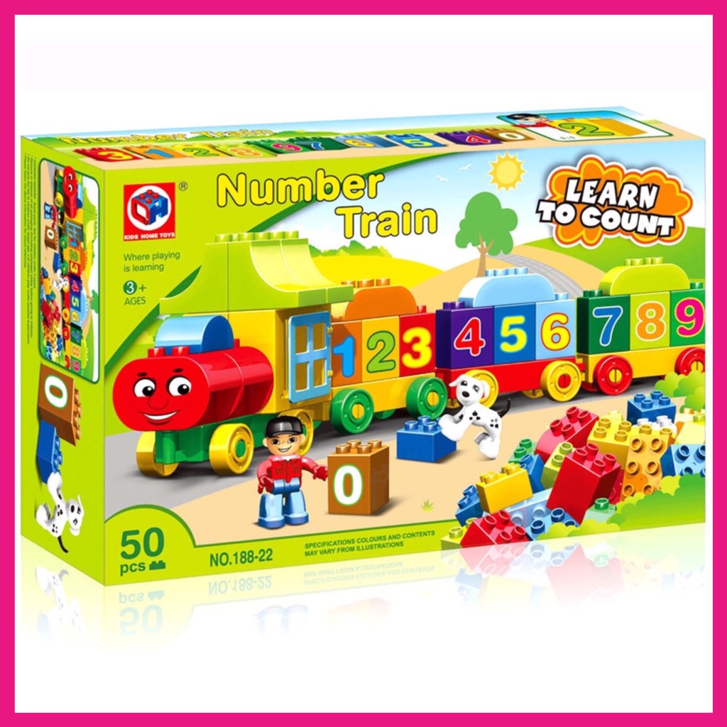 Lego Tàu Lửa 50 chi tiết tương thích duplo - Đồ chơi cho bé xếp hình, lắp ráp -Tạp hóa Abbie