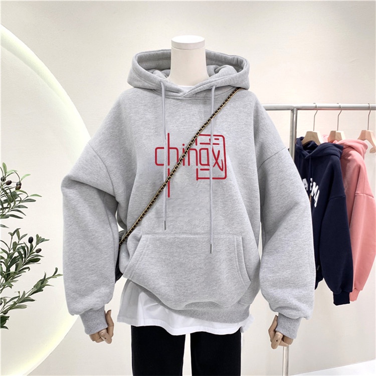 ZHELIHANGFEI Áo Hoodie Tay Dài Form Rộng Theo Phong Cách Trung Quốc Dễ Phối Đồ