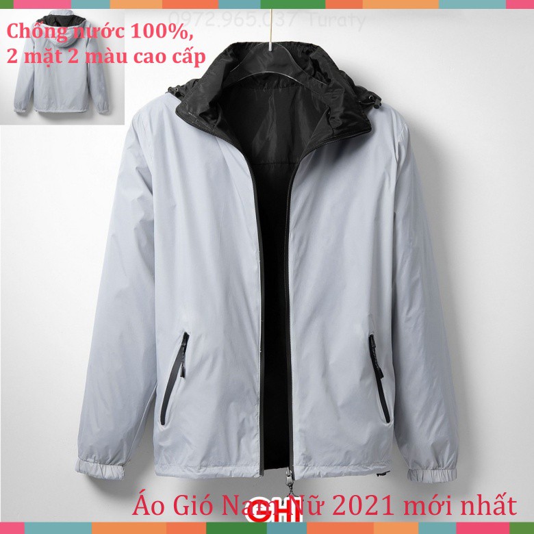 Áo Khoác Gió Nam Nữ Chất Vải Dù Chống Nước 100% Với 2 Mặt 2 Màu Áo Khoác Cao Cấp, Mới Nhất 2021 plush_store86