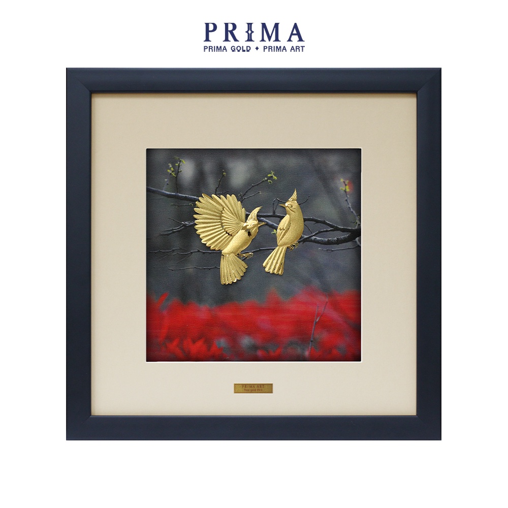 Tranh Vàng 24K PRIMA ART Đôi Chim Sắc Màu - Kích thước 35 x 35cm - CGS-0693-01