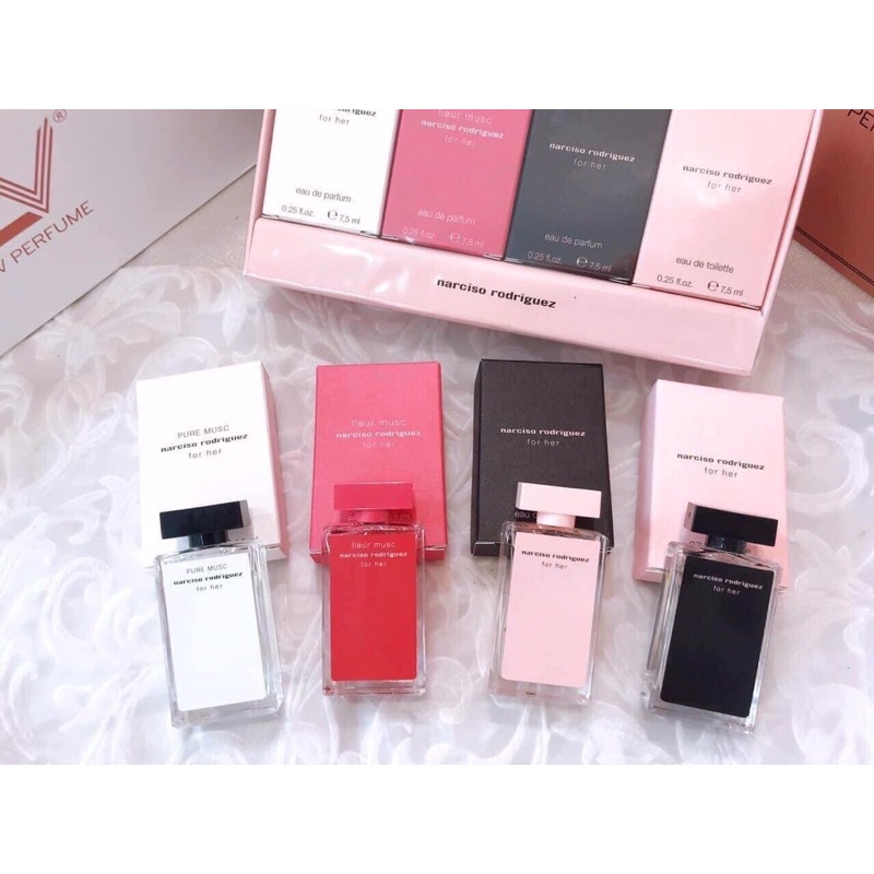 [Chính hãng] SET Bộ Nước Hoa Narciso Rodriguez For Her Mini 4 Chai 7.5ml | Thế Giới Skin Care