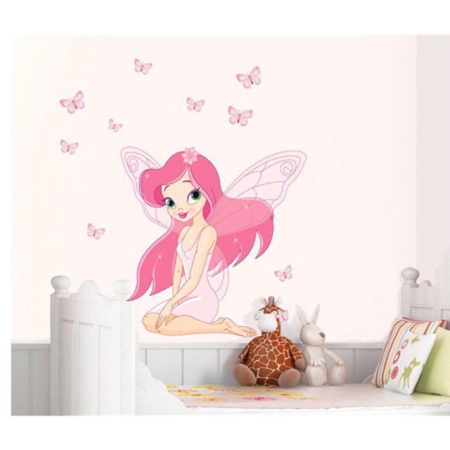Decal dán tường - giấy dán tường thiên thần hồng