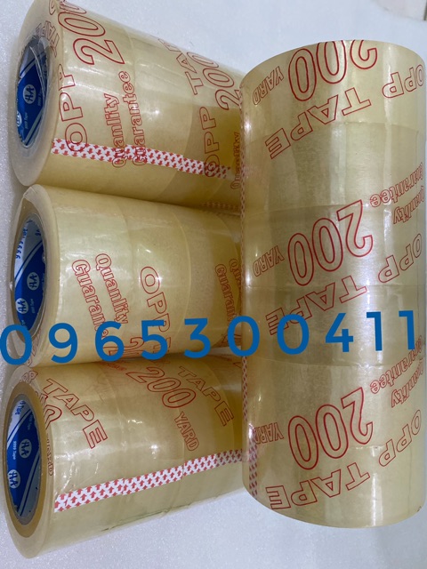 Băng keo trong khổng lồ 200y, 2kg, lõi 4ly nguyên cây 6 cuộn