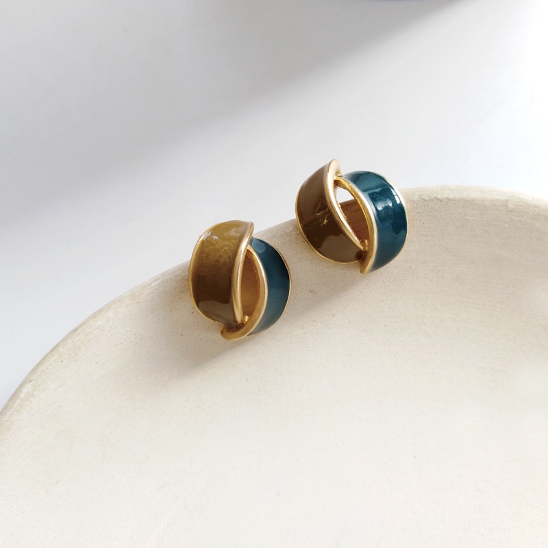 Khuyên Tai Hàn Quốc Nhật Bản 2022 Mặt Hình Cầu Màu Sắc Tương Phản Sáng Tạo