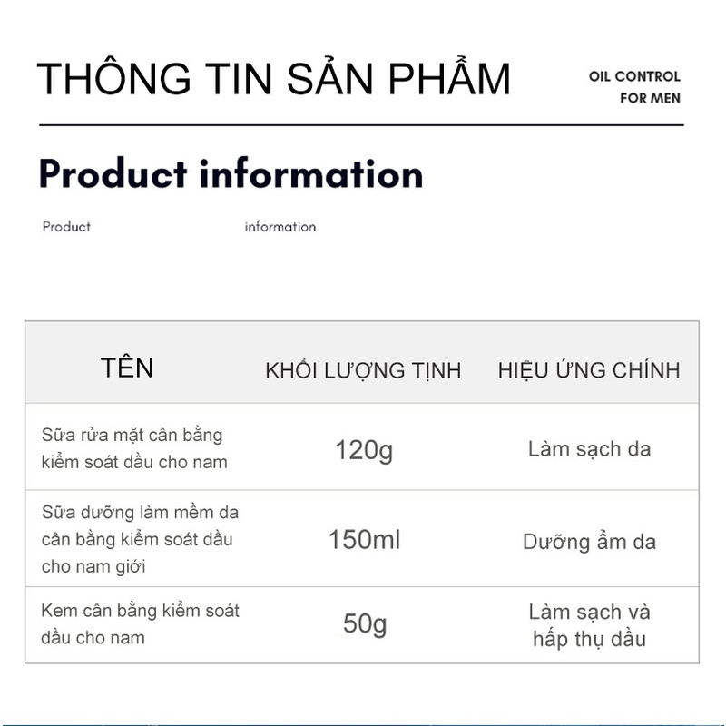 1 bộ 3 Sản phẩm chăm sóc da nam nhập khẩu,(sữa rửa mặt + toner + kem dưỡng trắng da)