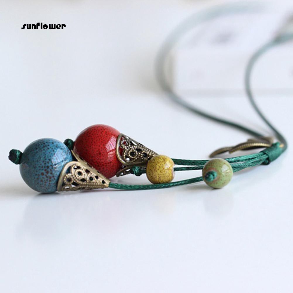 Vòng cổ Hạt Gốm Hình Lá Cho Nữ