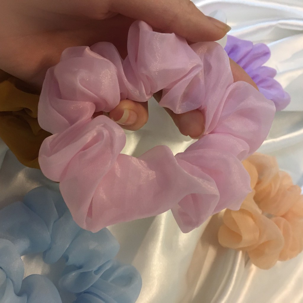 Cột tóc Vải voan bóng ánh kim Scrunchies phong cách vingate ( voan bóng kim)