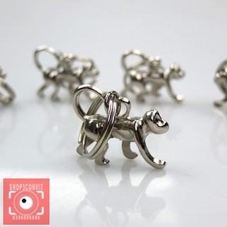 Móc khóa inox logo 3D khỉ Kip-ling  dùng trang trí balo-túi xách