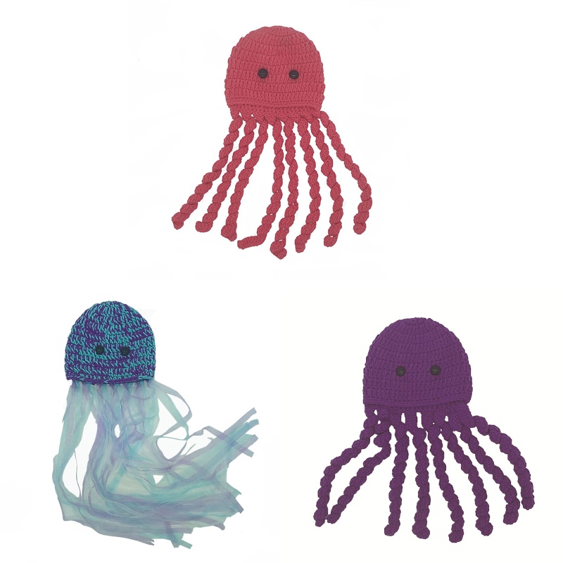 Mũ Len Hình Bạch Tuộc Dễ Thương Dùng Làm Phụ Kiện Chụp Ảnh Cho Bé Sơ Sinh