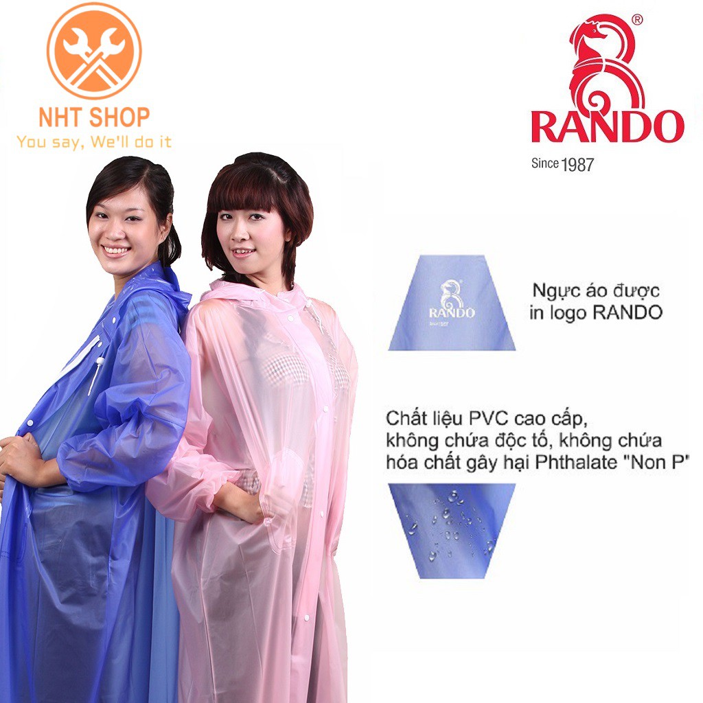 Áo Mưa RANDO Poncho Dây Kéo Trong Màu APPC-09  Bảo Vệ Toàn Diện – NHT Shop