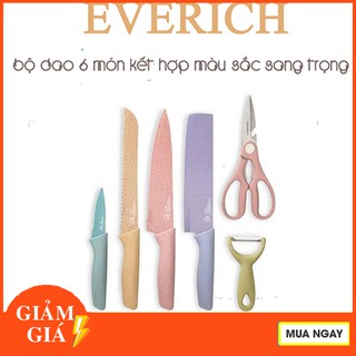 Bộ dao kéo 6 món bọc sứ cao cấp cực kì sắc bén