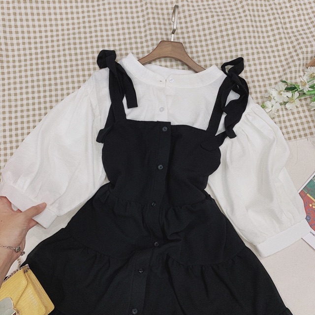 SET ÁO TAY PHỒNG + YẾM CỘT NƠ VAI | BigBuy360 - bigbuy360.vn