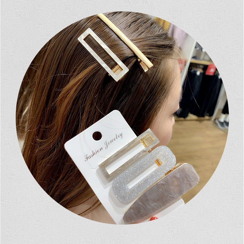 Bộ 3 kẹp tóc kiểu mỏ vịt bằng hợp kim Acrylic màu kẹo phong cách Hàn Quốc dễ thương