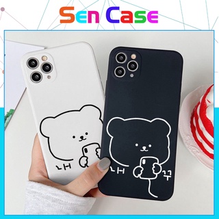 Ốp Lưng Iphone Cạnh Vuông Gấu Nhắn Tin, BVC , Iphone5/5s/6/6plus/6s/6splus/7/7plus/8/8plus/x/xr/xs/11/12/pro/max-Sencase