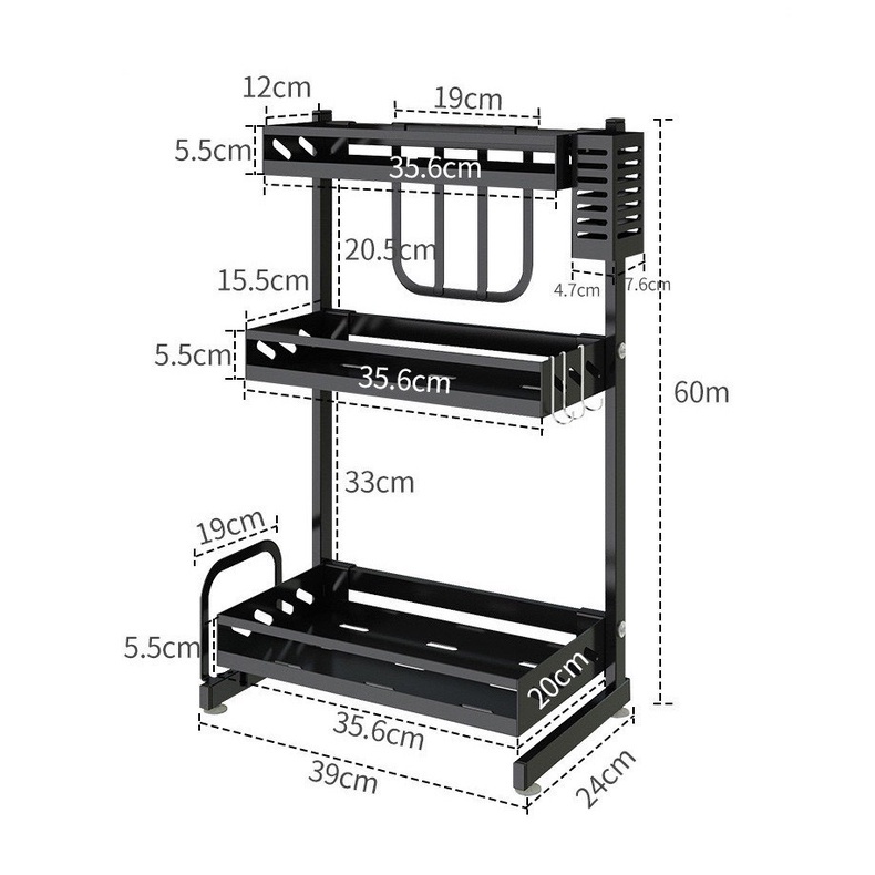 [Mã BMLT35 giảm đến 35K đơn 99K] Kệ Gia Vị Đa Năng Inox 3 Tầng Sơn Tĩnh Điện Sea Decor