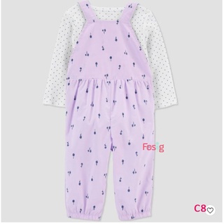 [3-6m] Set Yếm Bé Gái Cter - Tím Trắng Chấm C8A