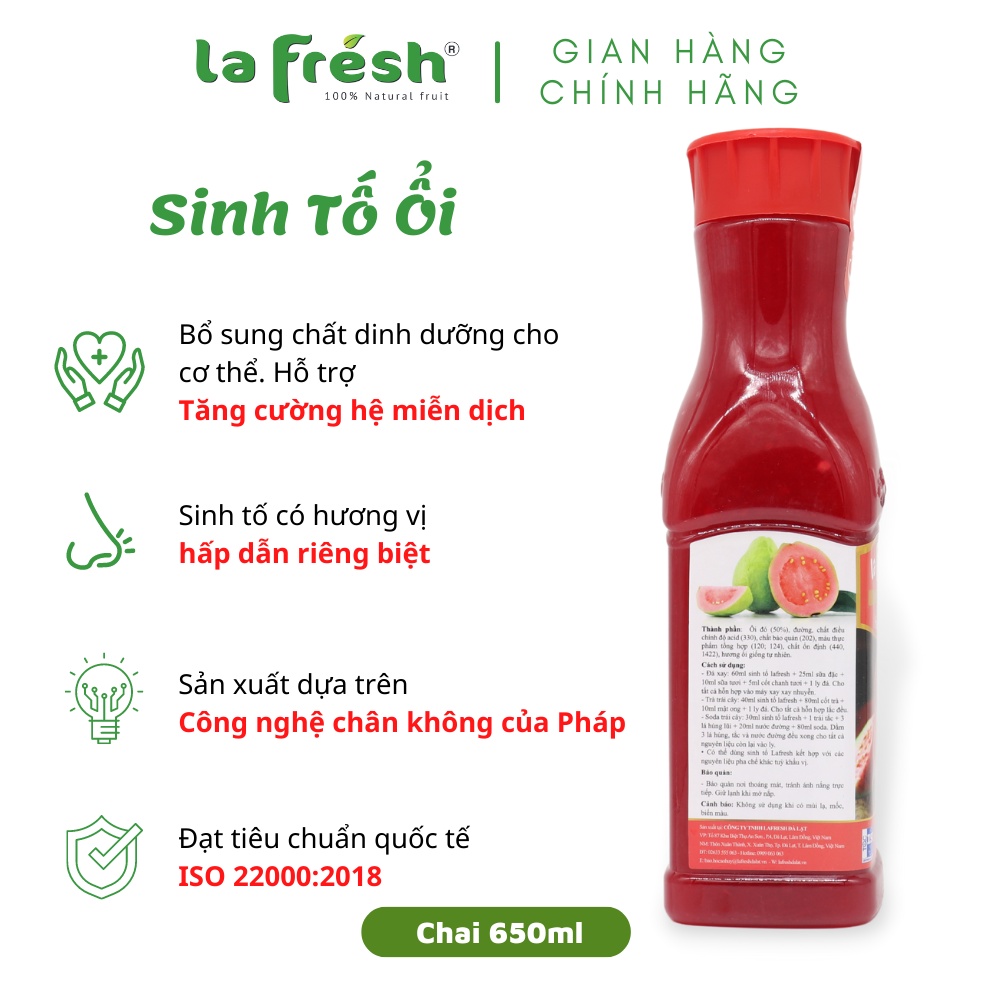 Sinh Tố Ổi Lafresh Đà Lạt Chai 650ml