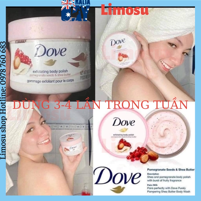 TẨY DA CHẾT DOVE Exfoliating Body chăm sóc da giúp da sáng mịn bản Mỹ 298gr