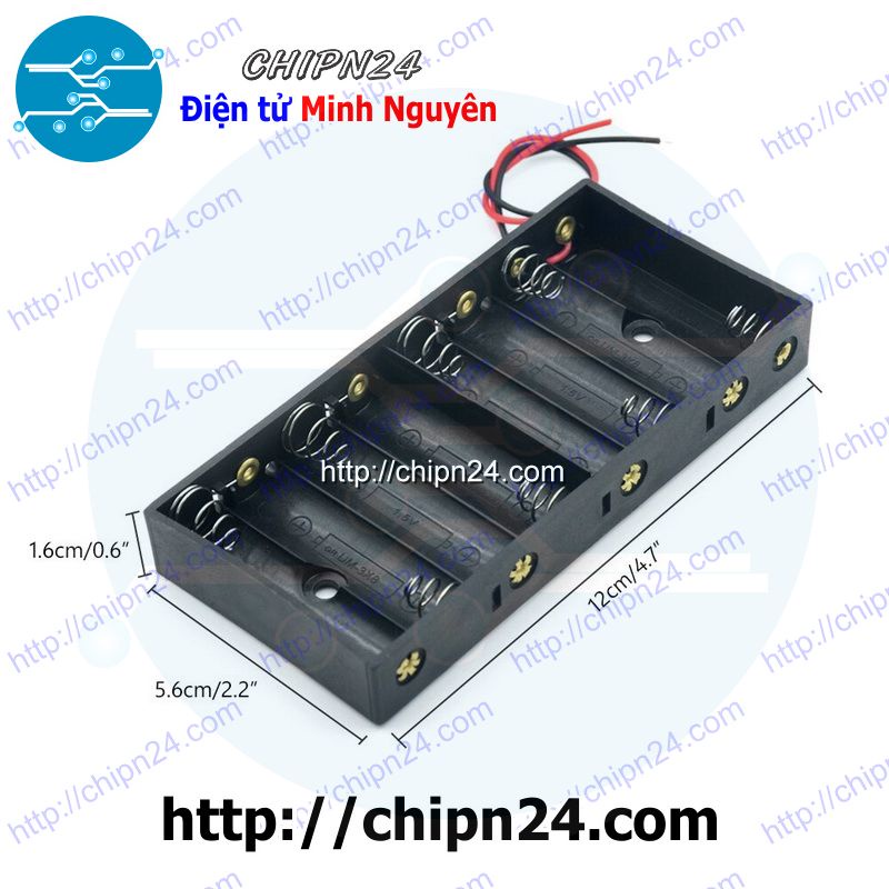 [1 CÁI] Hộp Đế pin 8 viên AA THẲNG (12V)