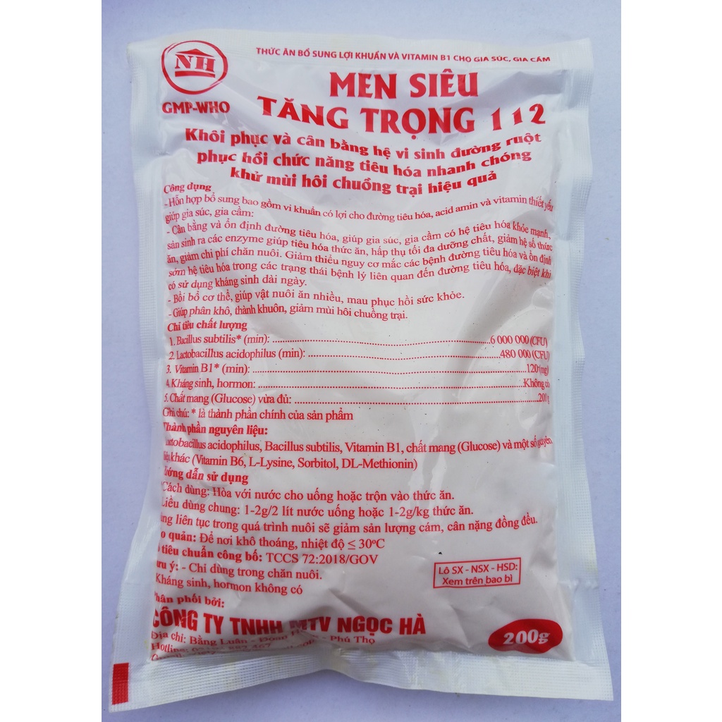 1 gói 200g Men Siêu Tăng Trọng Khôi phục, cân bằng hệ vi sinh đường ruột, khử mùi chuồng nuôi dùng cho gia súc, gia cầm