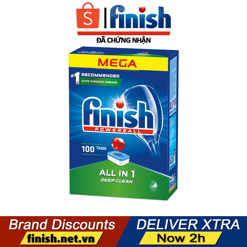 Combo rửa bát Finish Hộp All in one (100 viên hoặc 90 viên), Muối 1.5kg, Nước làm bóng 800ml