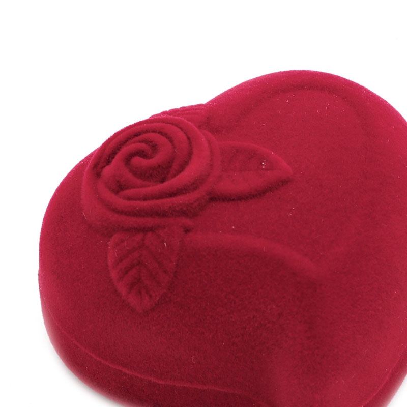 Hộp Đựng Nhẫn Cưới Hình Hoa Hồng Trái Tim Bằng Nhung