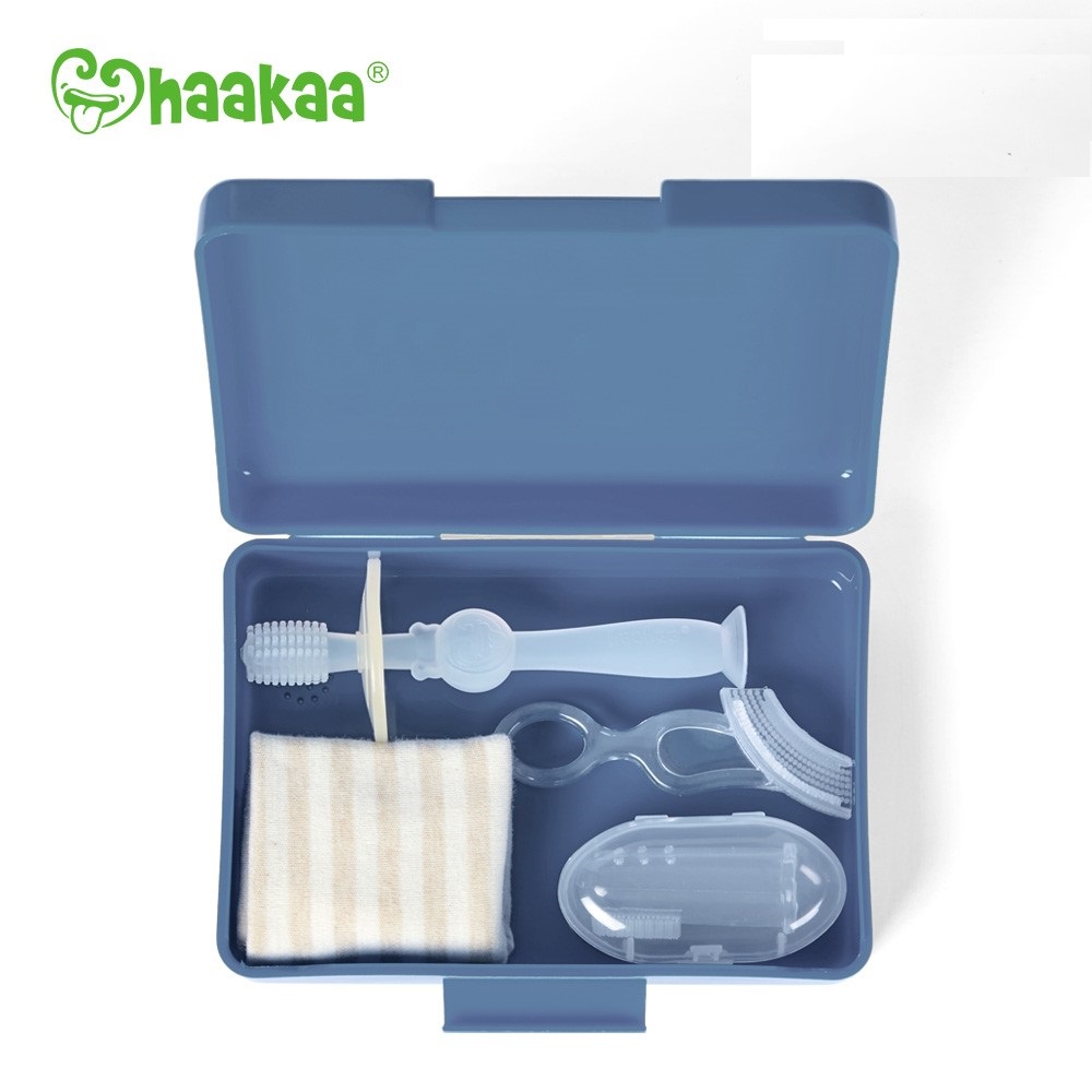 Bộ dụng cụ vệ sinh răng miệng cho bé Silicone HaaKaa cao cấp an toàn