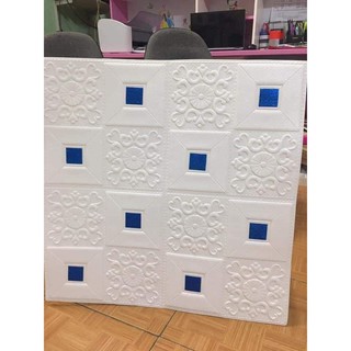 Combo 10 xốp dán tường đính đá xanh dương