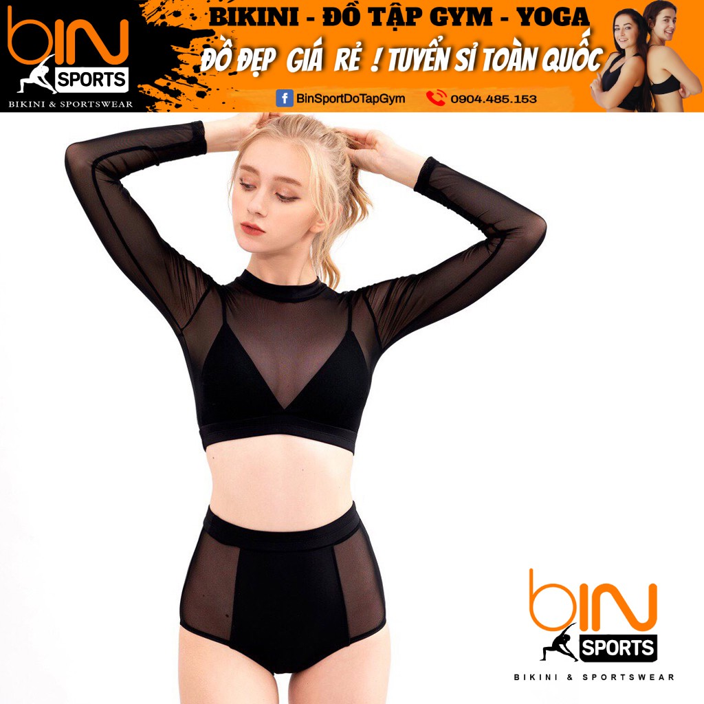 Bikini,Bộ Đồ Bơi Hai Mảnh Tay Dài Phối Lưới Sexy Mặc Đi Biển BHV016 | BigBuy360 - bigbuy360.vn