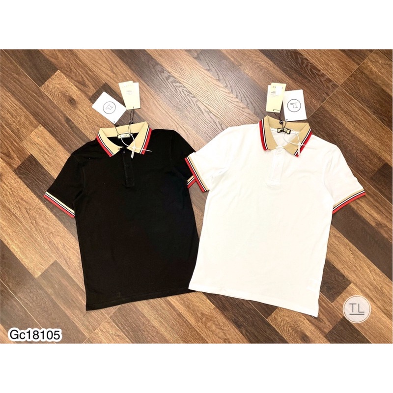 Áo Polo Nam GC  Viền Kẻ Cổ, Tay Trắng Đỏ - Áo Phông Nam GC Siêu Chất