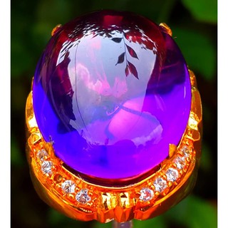 Nhẫn đính đá thạch anh tím kèm thẻ id
