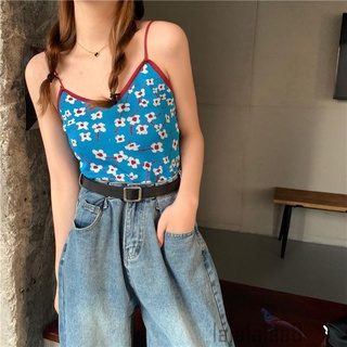 Áo Hai Dây Hở Lưng Cổ Chữ V In Hoa Phong Cách Vintage Thời Trang Mùa Hè Cho Nữ Laa8-Dz