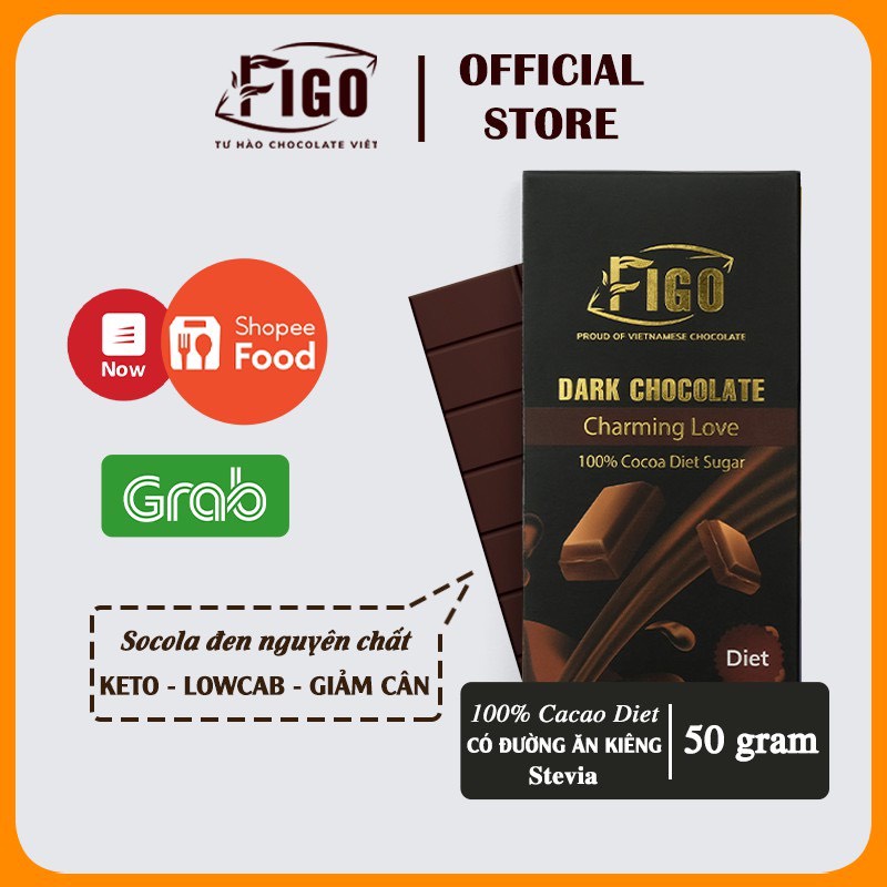 [BÁN CHẠY-Socola đen 100% có đường ăn kiêng] Kẹo socola đắng Dark Chocolate 100% ăn vặt giảm cân văn phòng FIGO