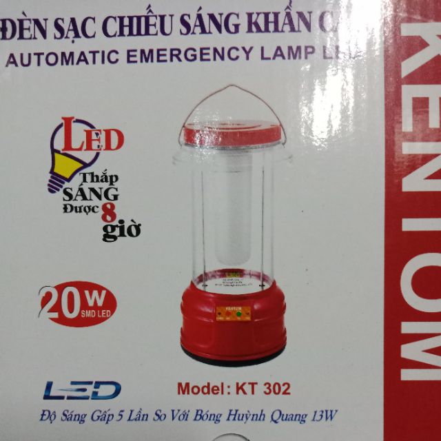 Đèn Sạc KenTom KT302 sáng liên tục 8 giờ(Bảo Hành chính hãng 9 tháng)