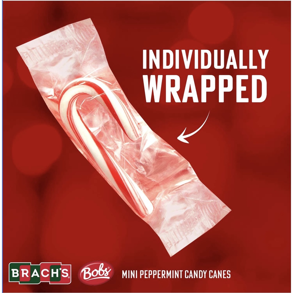 Kẹo cây gậy bạc hà Mini Brachs Peppermint Candy Canes - Mỹ ( Giá bán lẻ)