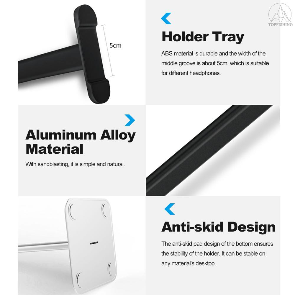 Tfh Plastic Headphone Holder Aluminum Alloy ABS Stand Detachable Stable Desktop Bracket with Sticker for Wired or Wirele