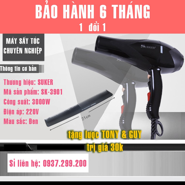 [HÀNG NHẬP] Máy Sấy Tóc SURKER SK-3901 Bảo Vệ Quá Nhiệt, 2 Chiều Nóng Lạnh, Công Suất Mạnh 3000w