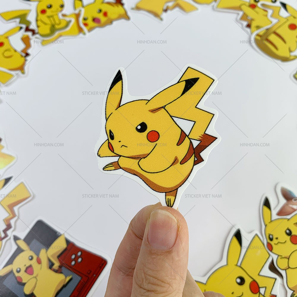 Sticker PIKACHU hình dán chống nước trang trí xe, laptop, nón bảo hiểm, tem dán đàn guitar, xe cub , decal dán