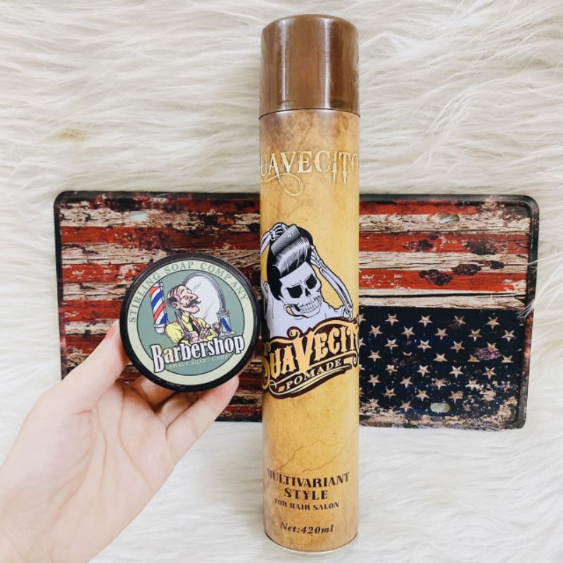 Combo Gôm xịt tóc siêu cứng tạo kiểu giữ nếp +  Sáp tạo kiểu barbershop cố định nếp tóc