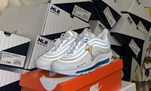 Giày Air Max 97 Xanh Trắng Parra 11