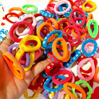 Túi 48 thun cột tóc màu ngôi sao (3-3.5cm)