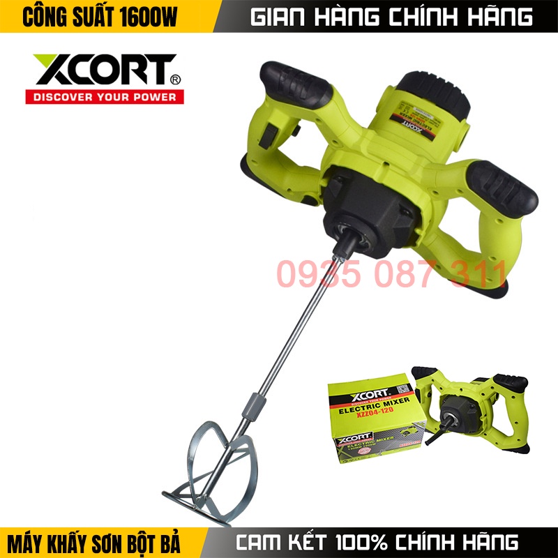Máy Khuấy Sơn Máy Khuấy Trộn Sơn Bột Bả Xcort 1600W Chính Hãng Bản Đầy Đủ, Có Đường Kính Trộn 120mm Cùng Tốc Độ Không Tả