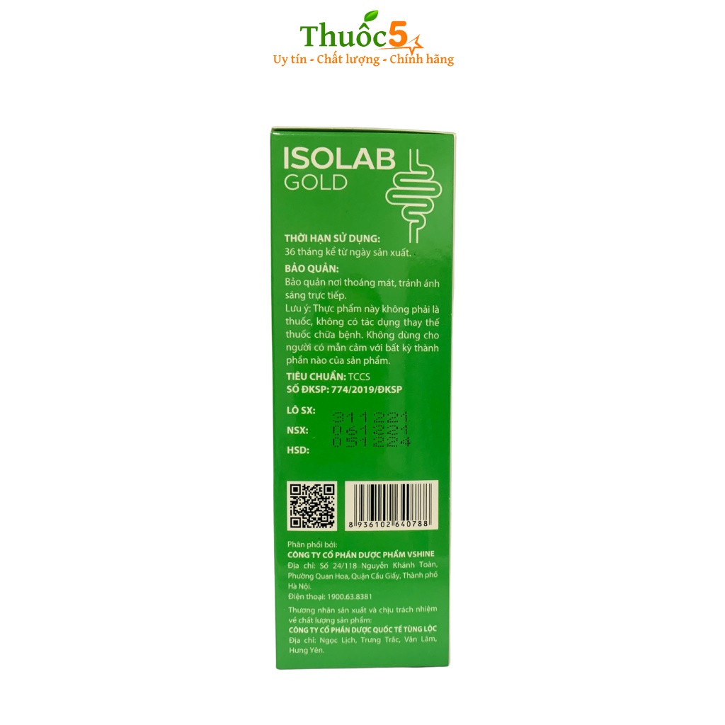 Cốm Nhuận Tràng Isolab Gold Hỗ Trợ Bổ Sung Chất Xơ Tự Nhiên, Cải Thiện Tình Trạng Táo Bón Hộp 30 Gói