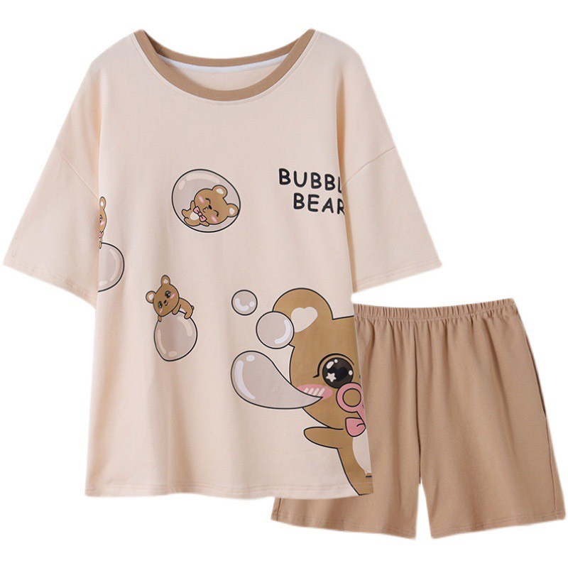 Bộ đồ NỮ chất cotton đẹp họa tiết siêu kute - Bộ Ngủ quần đùi áo cộc mềm mát mùa hè BC12 (bầu bí nhỏ bon chen)