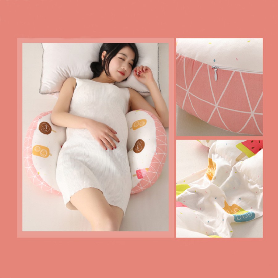 [LIKADO] Gối bầu giúp mẹ bầu dễ ngủ giảm đau lưng mỏi hông hỗ trợ lưng bụng kt 76*40*22 cm