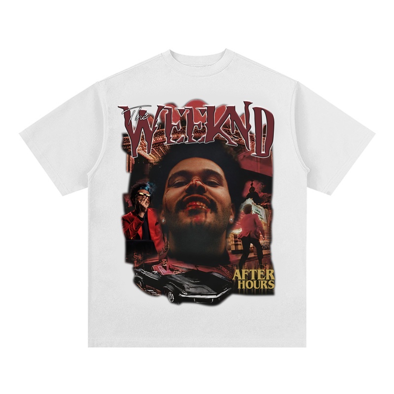 Áo Thun Vintage The Weeknd  Tay Lỡ Unisex - Đen/Trắng Cổ Tròn | Blackwork