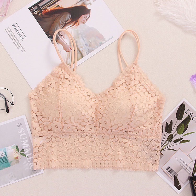 Áo bra ren hoa 2 dây có mút ngực dáng croptop cho nữ YUKI STORE 8812