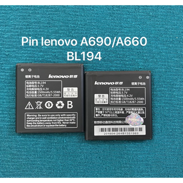 Pin lenovo A690/A660 zin, kí hiệu trên pin BL194