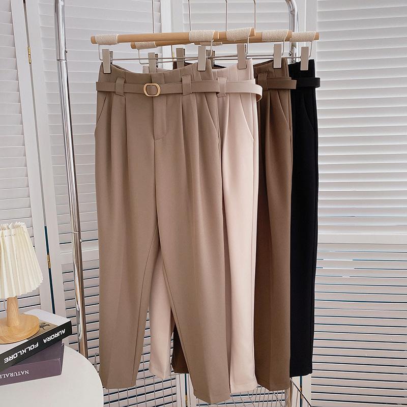 Quần vải nữ cạp cao đi học, quần baggy nữ lưng cao DOLOXI kèm đai Q306