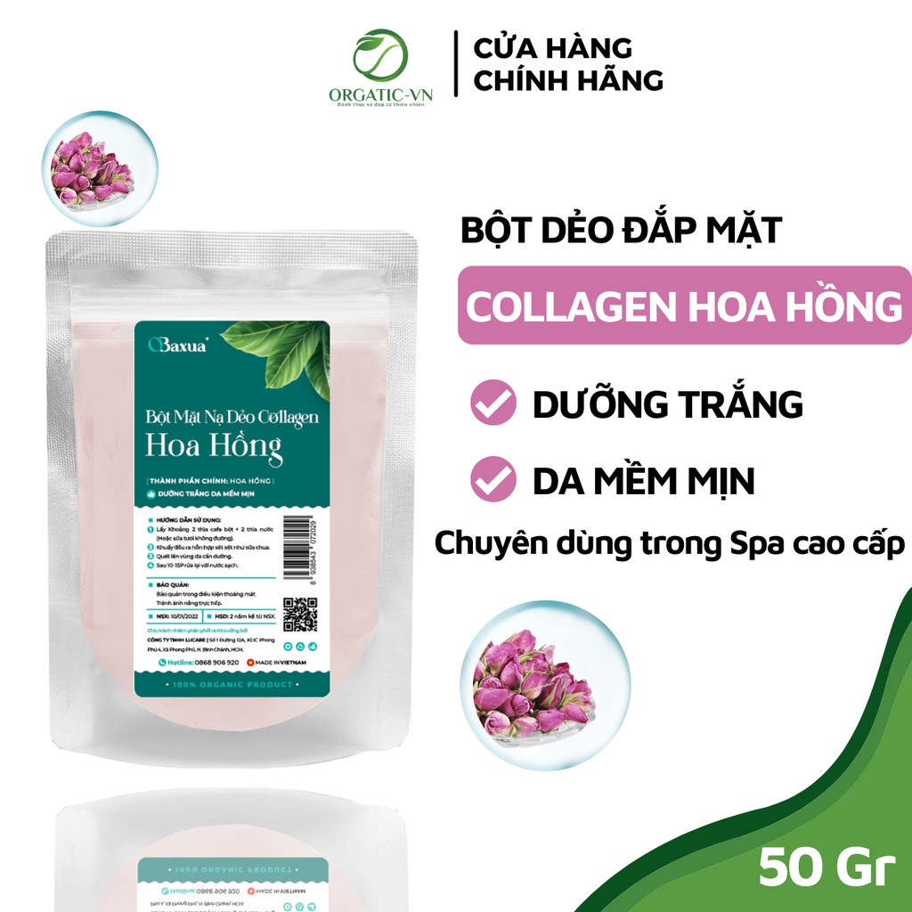 Bột mặt nạ dẻo collagen Hoa Hồng cao cấp (Bột mặt nạ dẻo)